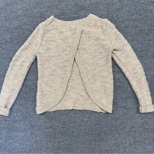 Banana Republic Sweater Womens XS Beige Italian Yarn Stitch Wool Open Back